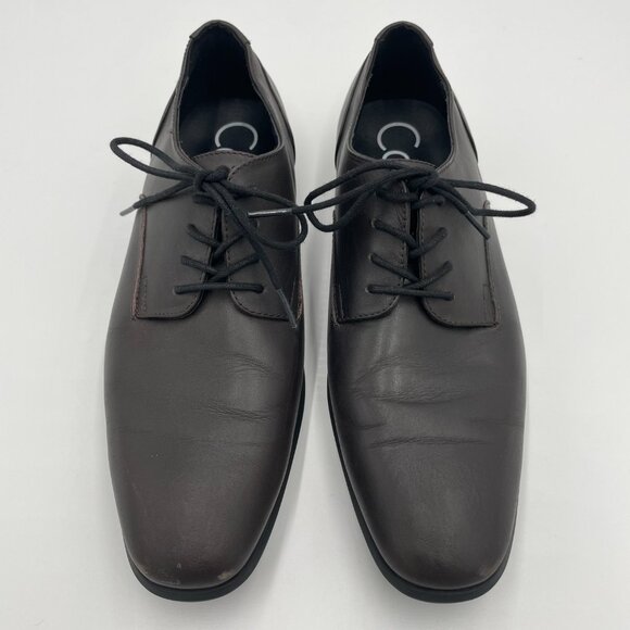 Calvin Klein Dress Shoes Lucca Men Dark Brown Size 9 Calf Leather Professional - Picture 2 of 16